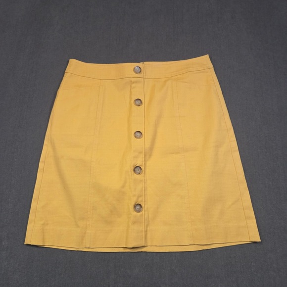 Loft Outlet Dresses & Skirts - Loft Outlet Mini Skirt Womens 4 Yellow Button Front Textured A-Line Zip Back